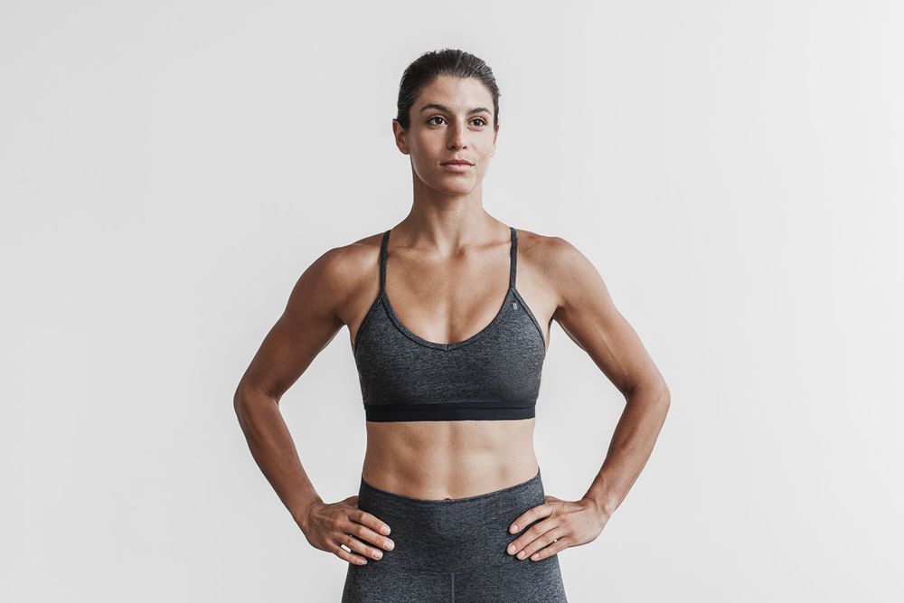 NOBULL Women's V-Neck Sports Bras - Charcoal Heather Matte - Ireland (6532ZITOR)